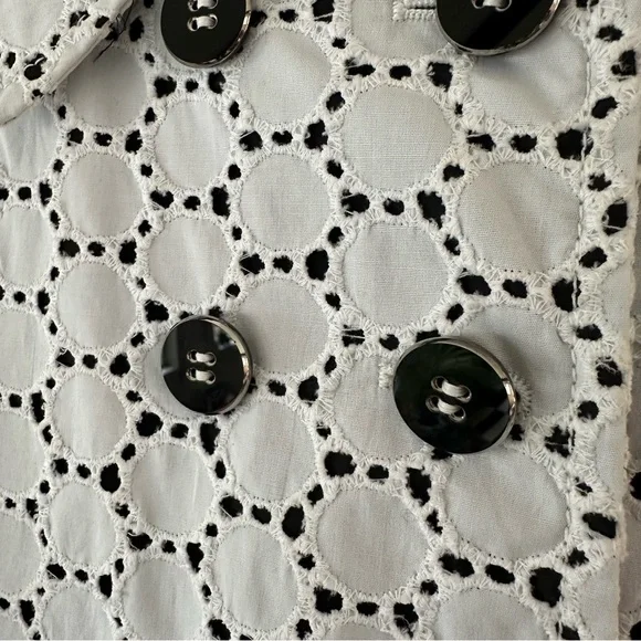 Carolina Herrera Vintage Spring Trench Coat Sz 16 White & Black Italy - Picture 6 of 14